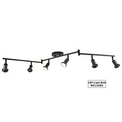 DnD 6-Light Adjustable LED Track Lighting Kit – Flexible Foldable Arms- GU10 LED Bulbs Inc ...