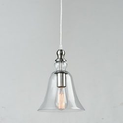 CLAXY Ecopower Modern Hanging Light Big Bell Glass Ceiling Brushed Nickel Pendent Fixture