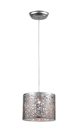 Whse of Tiffany P1429-1 Evelyn 1-Light Chrome 10″ Crystal Pendant Lamp