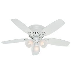 Hunter Fan Company 52087 Hatherton 46-Inch Snow White Ceiling Fan with Five Snow White Blades an ...