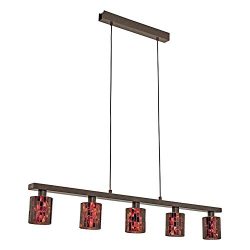 Troya 5-light 59 In. Hanging Ceiling Antique Brown Island Light With Mosaic Glass Shade