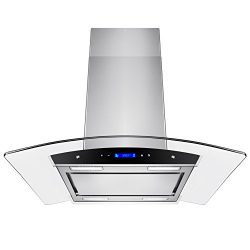 Golden Vantage 30″ Island Mount Stainless Steel Powerful Cooking Vents Kitchen Fan LED Dis ...