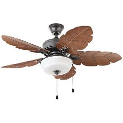 Home Decorators Collection Palm Cove 44 in. LED Indoor/Outdoor Natural Iron Ceiling Fan with Lig ...