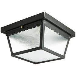 Sunlite ODI1095 9-Inch Ceiling Mount Outdoor Porch Fixture, Black Finish with Frosted Glass