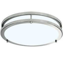SmartLED 16-Inch LED Flush Mount Ceiling Light Fixture, Antique Brushed Nickel, Dimmable, 23W (1 ...