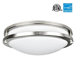 Luxrite LED Flush Mount Ceiling Light, 12 Inch, 18W, 5000K (Bright White), Dimmable, 1380 Lumens ...