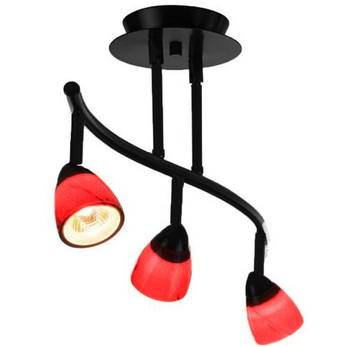 Cal Lighting SL-954-3-BKBRED Track Lighting with Blood Red Shades, Black Finish