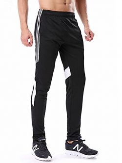 Geek Lighting Men’s Soccer Training Athletic Light Track Zip Pocket Jersey Track Pants (La ...