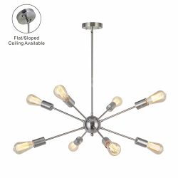 8-Light Sputnik Chandelier Modern Pendant Lighting Brushed Nickel Vintage Ceiling Light Fixture  ...