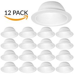 12 Pack – 6″ Inch White Baffle Recessed Can Light Trim