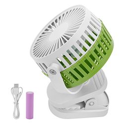 BONAOK USB Mini Clip Fan, 2 in 1 Portable Rechargeable Silent Fans with 360 Rotation Adjustable  ...