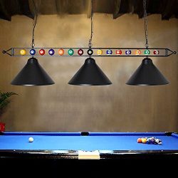 Chende 59” Hanging Pool Table Light Fixture for Game Room Beer Party, Ball Design Metal Bi ...