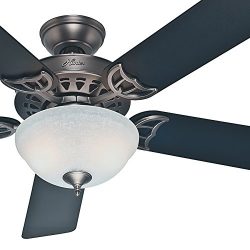 Hunter Fan 52″ ENERGY STAR Ceiling Fan in Antique Pewter with a White Linen Glass Light Ki ...