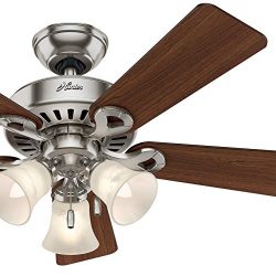 Hunter Fan 44″ Brushed Nickel Ceiling Fan with Swirled Marble Glass Light Kit, 5 Blade (Ce ...