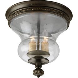 Progress Lighting P3815-77 2-Light Close-To-Ceiling with Clear Seeded Glass and Champagne Drip G ...