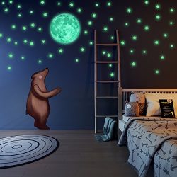 Glow in The Dark Stars and Free Removable Full Moon Wall Stickers 220 adhesive Glowing Star Beau ...