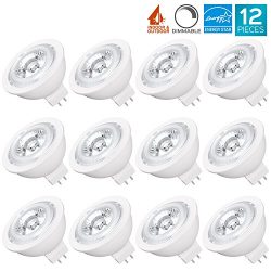 12-Pack MR16 GU5.3 LED Bulbs, Luxrite, 50W Equivalent, 5000K Bright White, Dimmable, 550 Lumens, ...