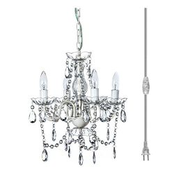 The Original Gypsy Color 4 Light Small Shabby Chic Plug-In Crystal Chandelier for H16″ x W ...