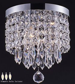 Smart Lighting-Shupregu 3-light modern Crystal Chandelier, Flush Mount Crystal Ceiling Light, Ch ...