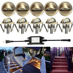 FVTLED Pack of 10 Warm White Low Voltage LED Deck lights kit Φ1.38″ Outdoor Garden Yard De ...