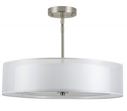 Grazia 20 inch 3 Light Drum Chandelier Ceiling Light – Brushed Nickel – Linea di Lia ...