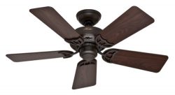 Hunter 52067 Hudson 5-Blade Ceiling Fan with Black Walnut/Medium Oak Blades, 42-Inch, New Bronze