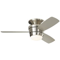 Harbor Breeze Mazon 44-in Brushed Nickel Flush Mount Indoor Ceiling Fan with Light Kit and Remot ...