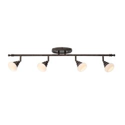 WAC Lighting TK-48536-AB Monterrey LED 5 Light Fixture Fixed Rail, One Size, Opal/Antique Bronze