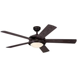 Westinghouse 7200700 Comet Two-Light 52″ Five-Blade Indoor/Outdoor Ceiling Fan, Espresso w ...