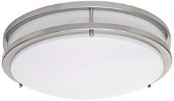 LB72144 LED Flush Mount Ceiling Light, Antique Brushed Nickel 18-Inch, 28W, 150W Equivalent, 300 ...