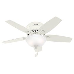 Hunter 51080 Newsome Ceiling Fan with Light, 42″/Small, Fresh White