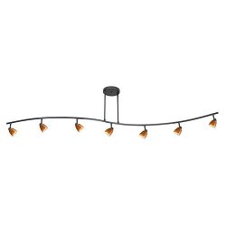 Serpentine 7 Light Track Light with Swirl Glass Shade Color: Amber Swirl