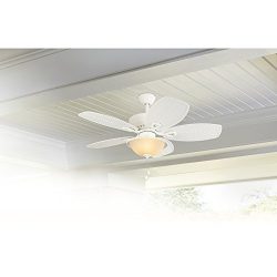 Harbor Breeze Cedar Shoals 44-in White Downrod or Close Mount Indoor/Outdoor Ceiling Fan with Li ...