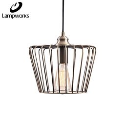 Lampworks Pendant Light Metal Cage Ceiling Light Fixture Modern Chandelier Vintage Industrial Li ...