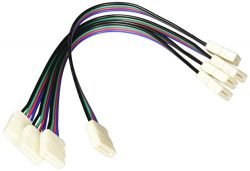 10mm (5050) Solderless LED Light Strip Connector Extension, Multi Color RGB – 6 Inch (4 Pa ...