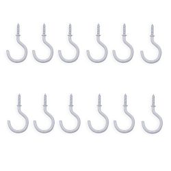 GrayBunny GB-6840B Vinyl Coated Ceiling Hook, Pack of 12, White, For Cups, Mobiles, Wind Chimes, ...