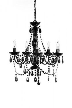 The Original Gypsy Color 5 Light Medium Black Chandelier H21″ W19″, Black Metal Fram ...