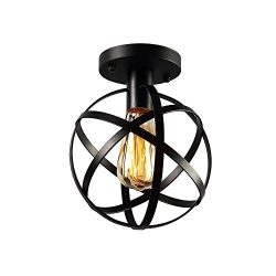 KOONTING Vintage Industrial Flush Mount Ceiling Light ,Metal Ceiling Lamp Light Fixture for Hall ...