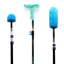 EVERSPROUT Duster 3-Pack with Pro-Pole (18-20 Foot Reach) | Hand-packaged Cobweb Duster, Microfi ...