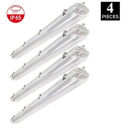 4ft Foot, Vapor Proof LED Garage Ceiling Light Fixture With 2x T8 18w (36 Watt) Tubes, 6500K, (C ...