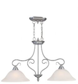 Livex Lighting 6132-91 Island Pendant with White Alabaster Glass Shades, Brushed Nickel