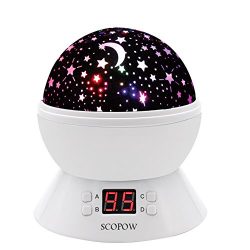 SCOPOW Colorful Constellation Star Sky Kids Night Projector Lamp with LED Timer, Auto-Shut Off a ...