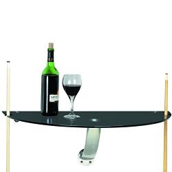 RAM Gameroom Products Wall Pub Table in Black Tempered Glass with Stainless Accents, 30 x 15 x 1 ...