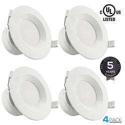 4 PACK 4”LED Recessed Downlight with Junction Box, 7W (60W Equivalent)Dimmable LED Ceiling Light ...