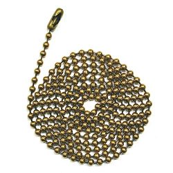 3 Foot Length Ball Chains, #6 Size, Antique Brown, with Matching Connectors (3 Pack)
