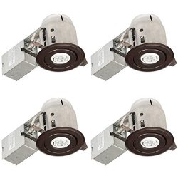 3″ LED IC Rated Dimmable Downlight, Swivel Spotlight Recessed Lighting Kit, ContractorR ...