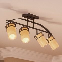 Luxury Rustic Track Lighting, Medium Size: 14.5″H x 36″W, with Craftsman Style Eleme ...