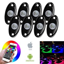 Kingo 8 Pod Rgb Led Rock Lights Kits with Bluetooth Control Waterproof Neon Lights for Cars Jeep ...