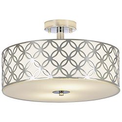 SOTTAE Luxurious 13 Inches Creamy White Glass Diffuser Chrome Finish Flush Mount Ceiling Light,  ...