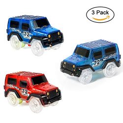 DOMIRE 3 Pack Car Track Replacement Toy Car, Glow in The Dark Racing Track Accessories Compatibl ...